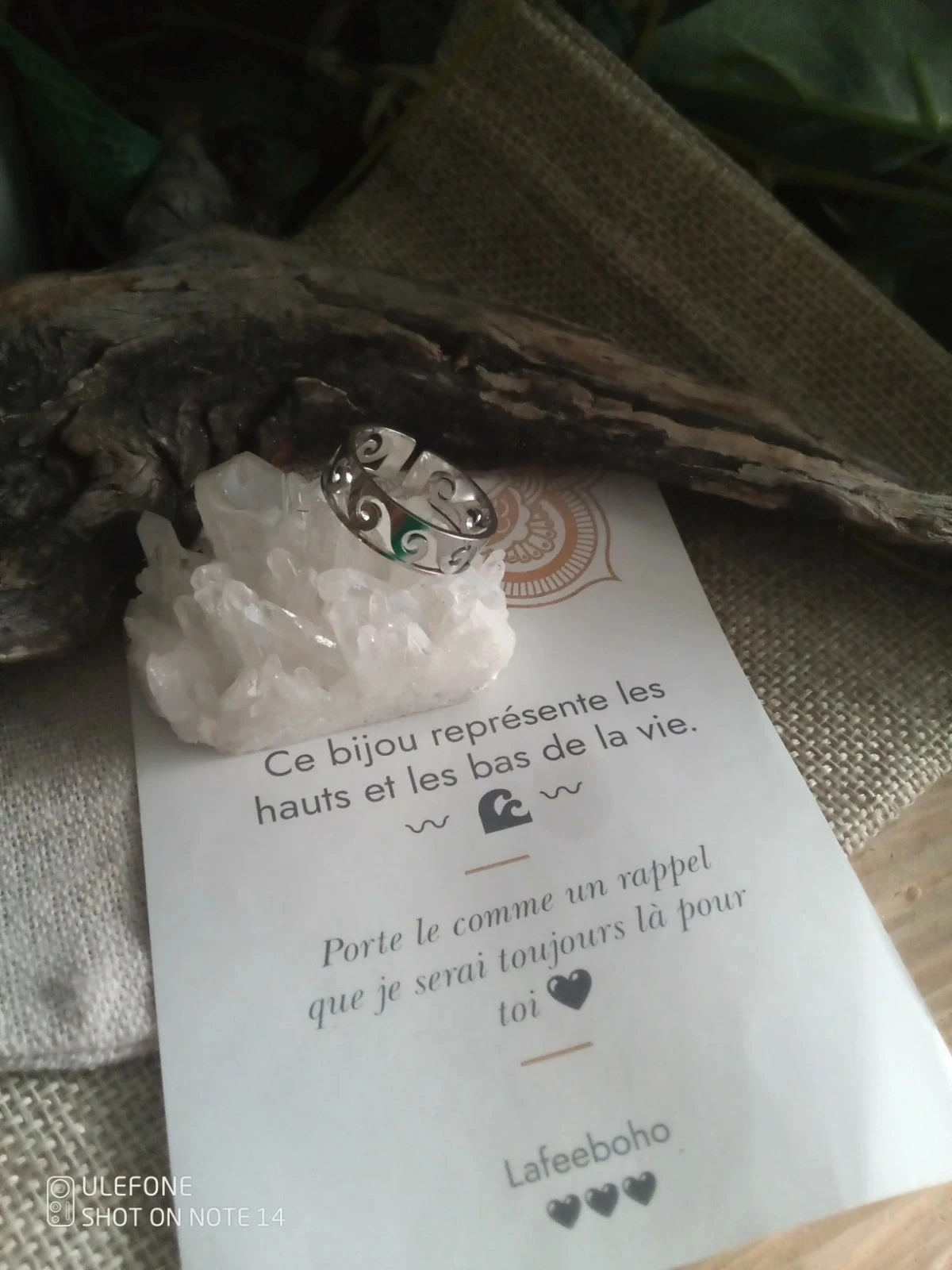 Bague vagues de la vie argentée + carte – photo 2